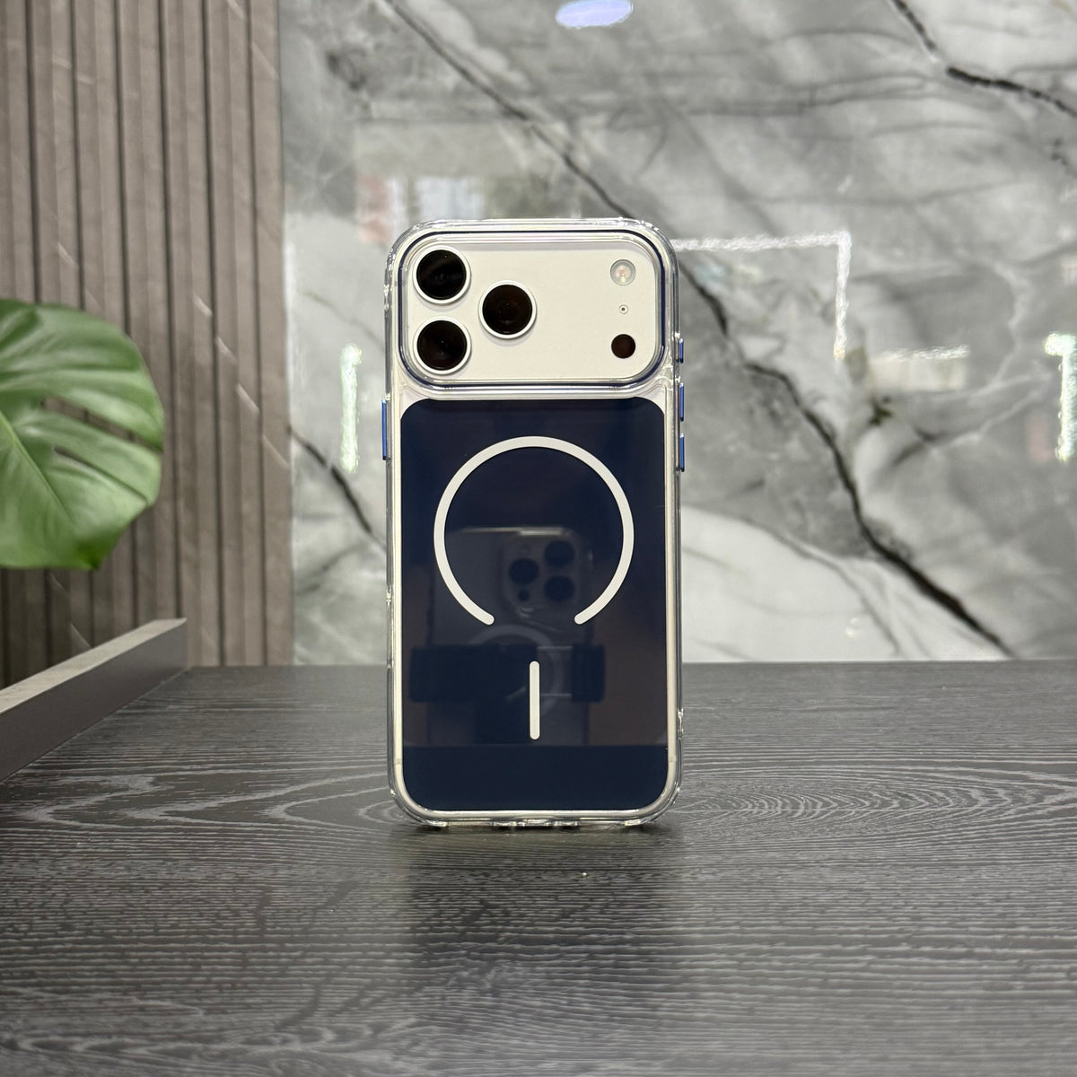 Case MagSafe Azul Borde Transparente