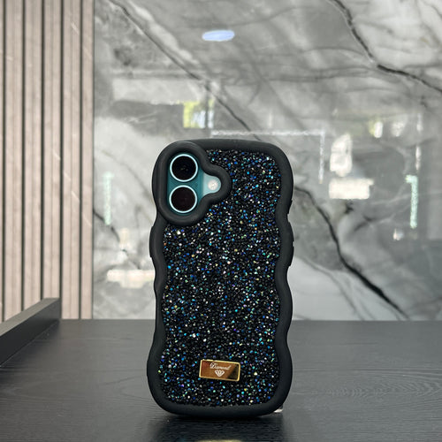 Case Ondas Diamond Negro Pepitas Azules