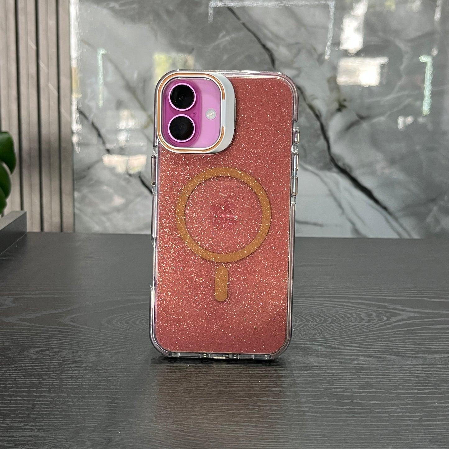 Case MagSafe Glitter Soporte Cafe