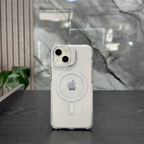 Case MagSafe Glitter Soporte Plateado