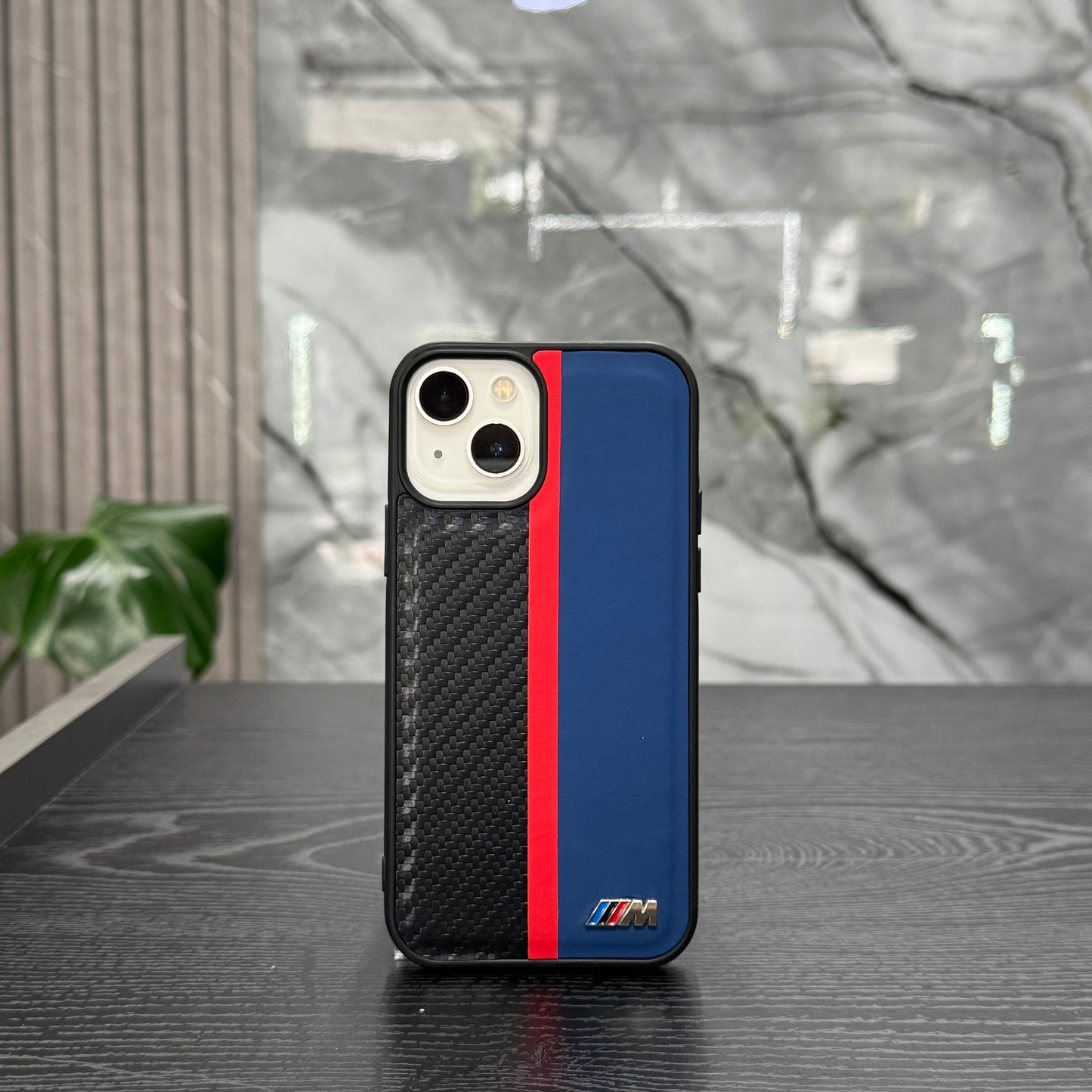 Case Carbón Negro Linea Roja Azul