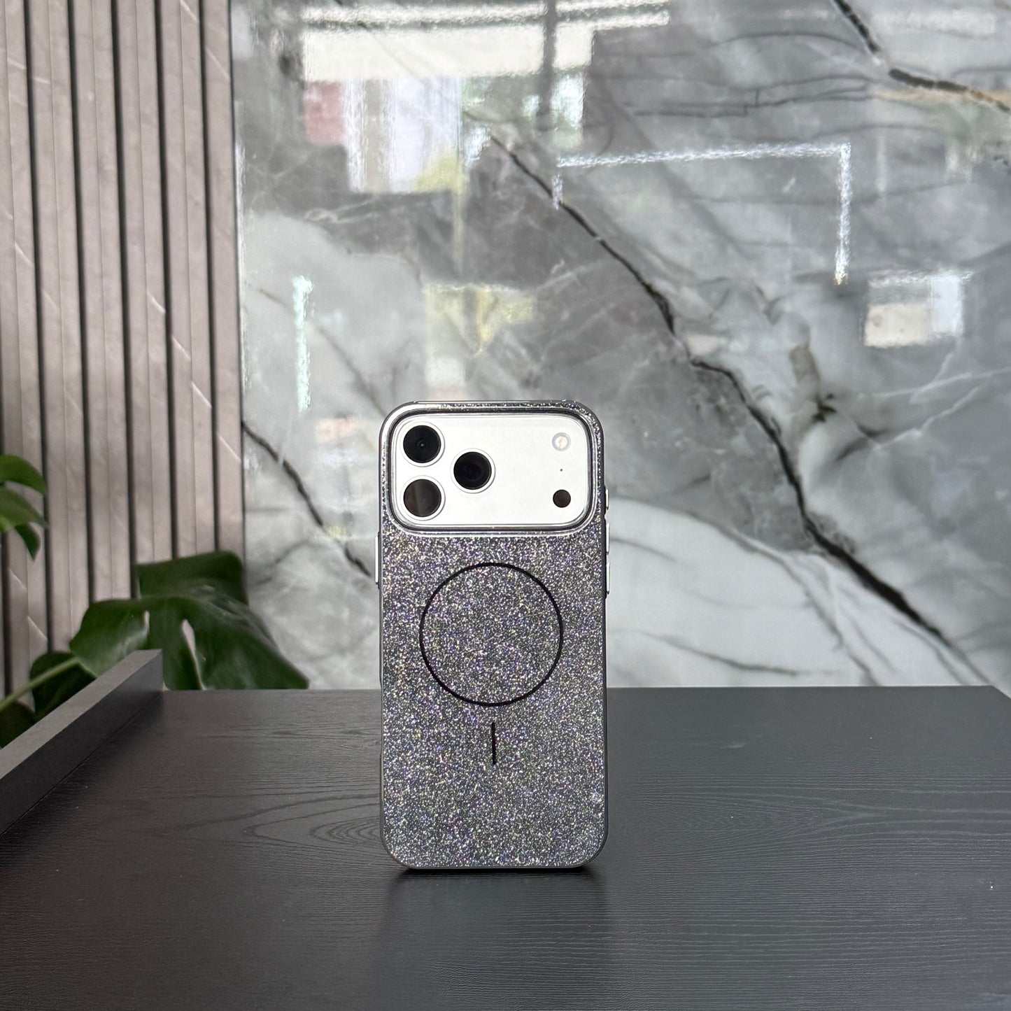 Case MagSafe Pasta Glitter Negro