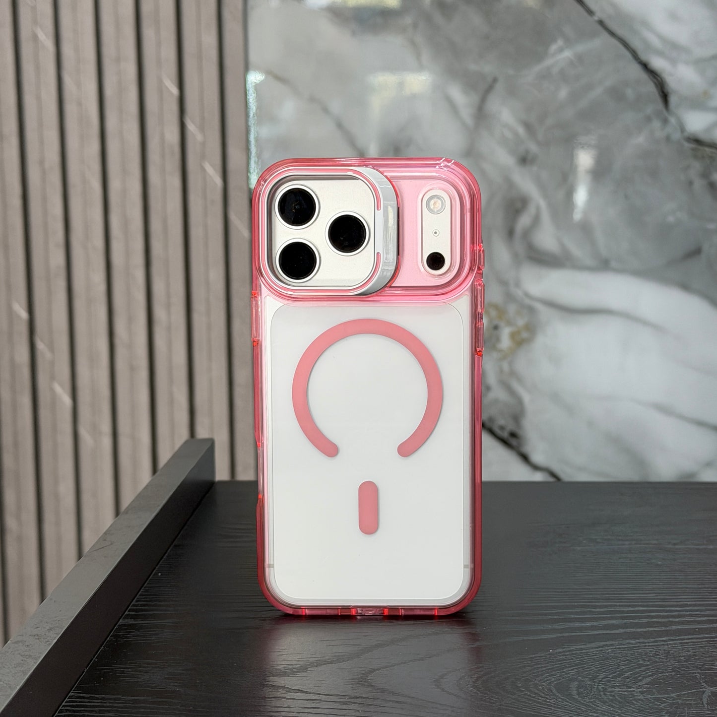 Case Clear MagSafe Soporte Rosado