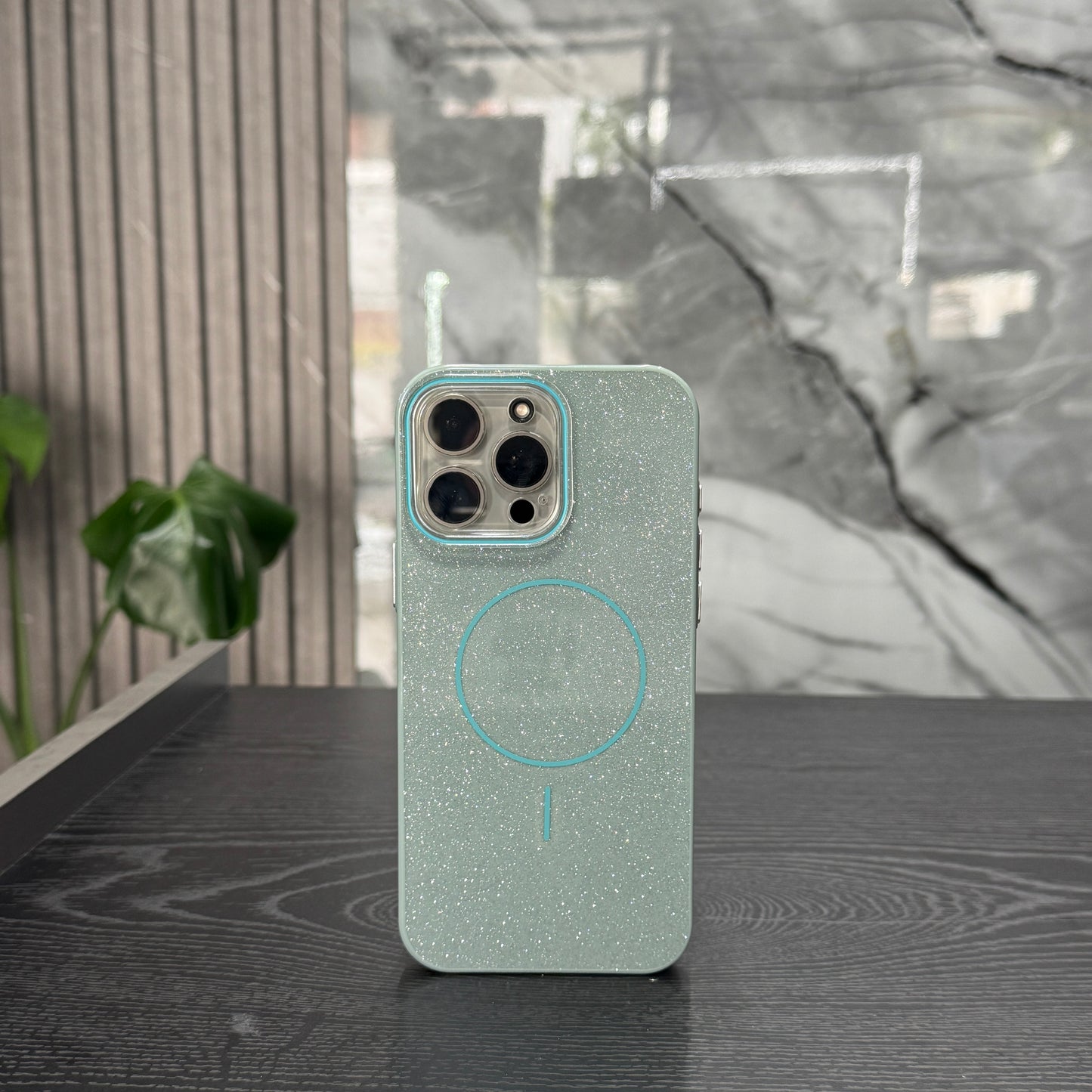 Case MagSafe Pasta Glitter Azul
