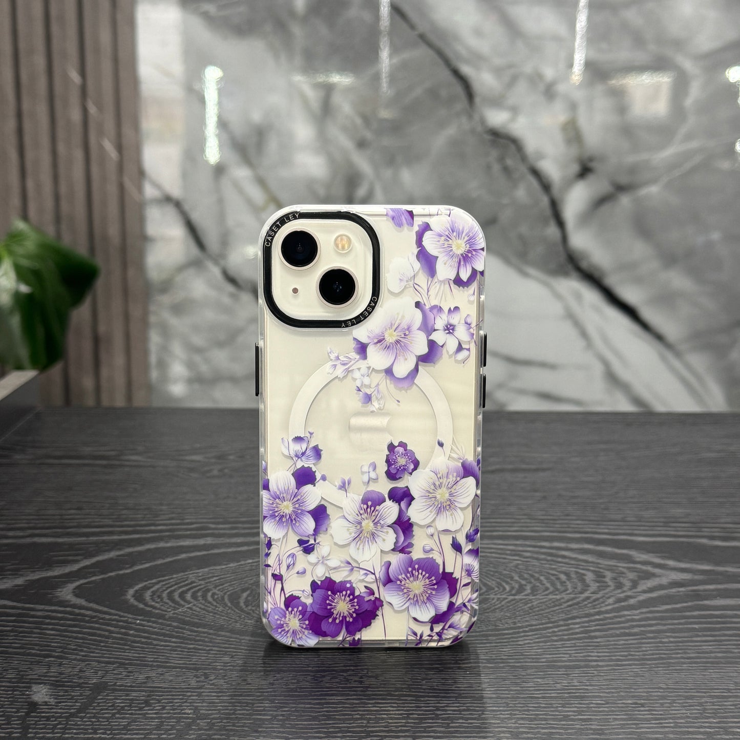 Case MagSafe Flowers Clemátide Lila