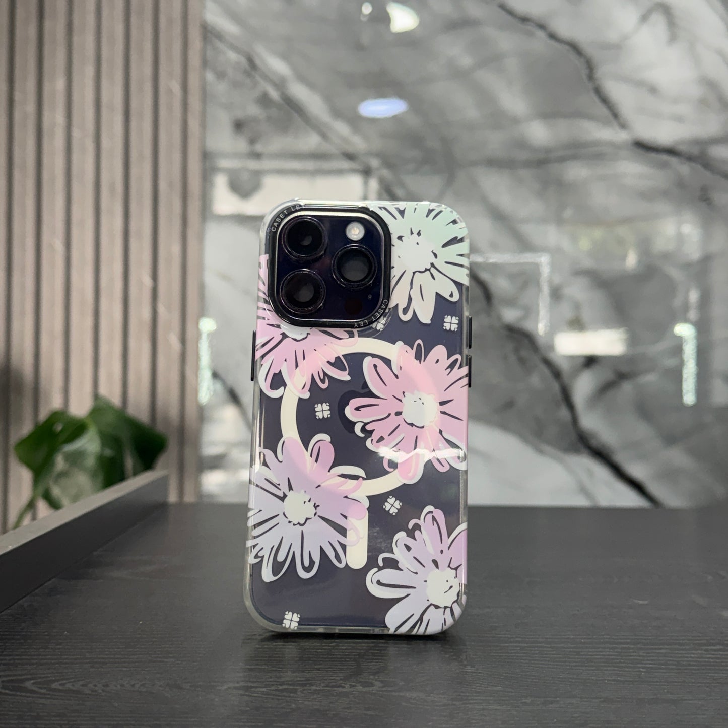 Case MagSafe Flowers Margaritas Tono Rosa