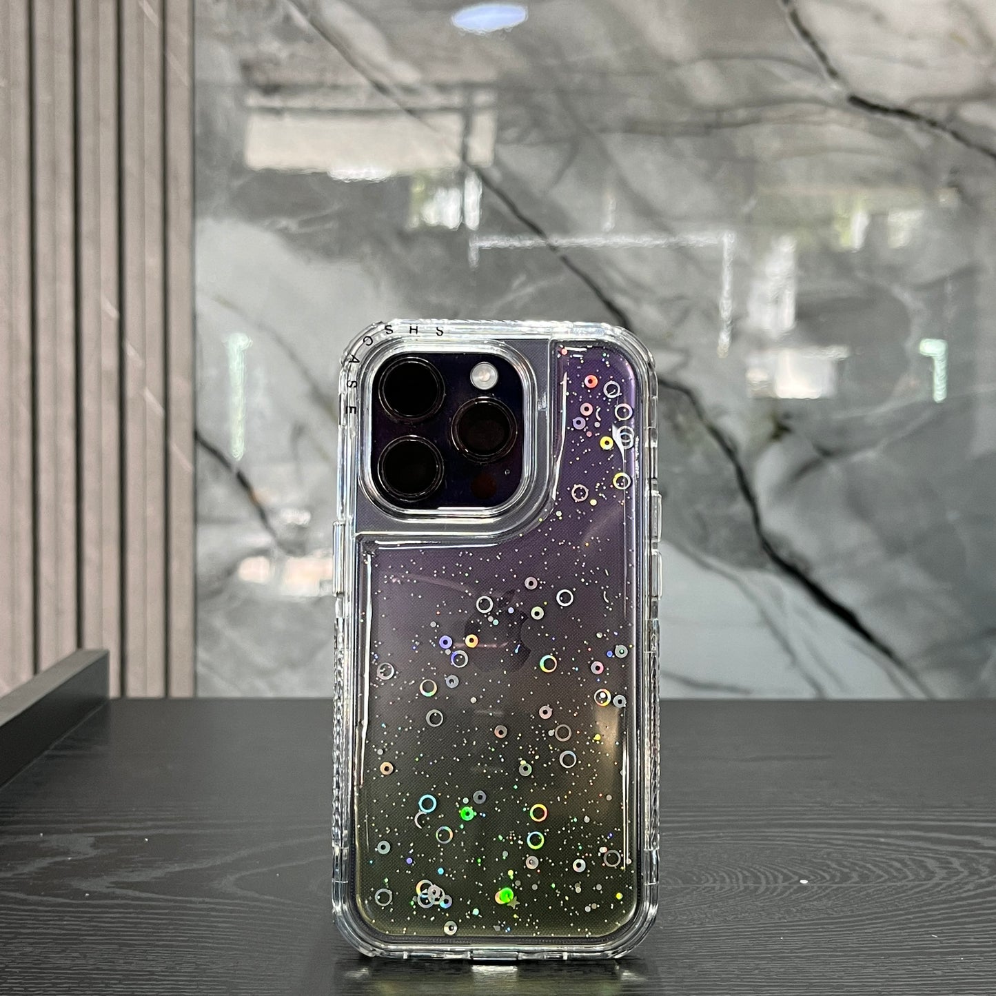 Case 360 Glitter Morado con Amarillo