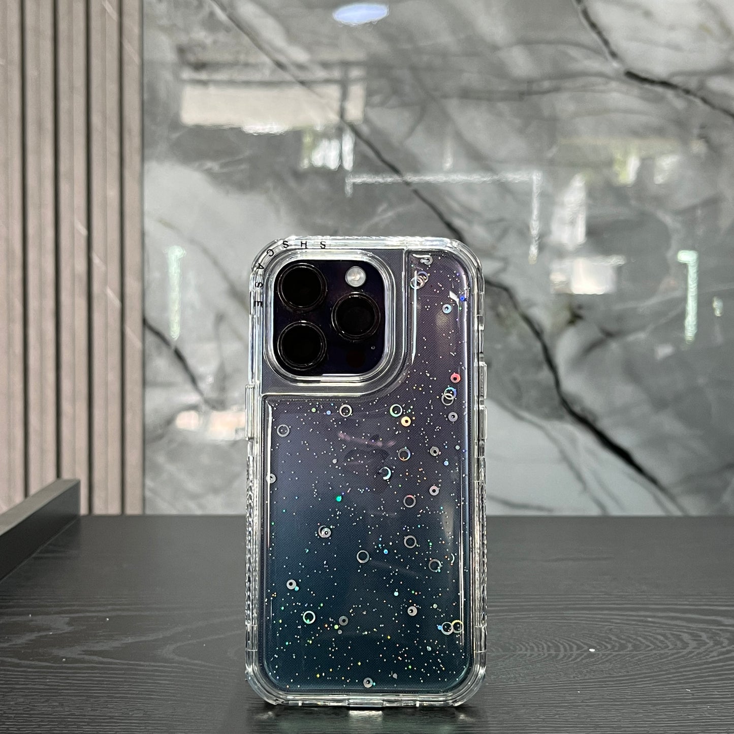 Case 360 Glitter Rosado con Azul