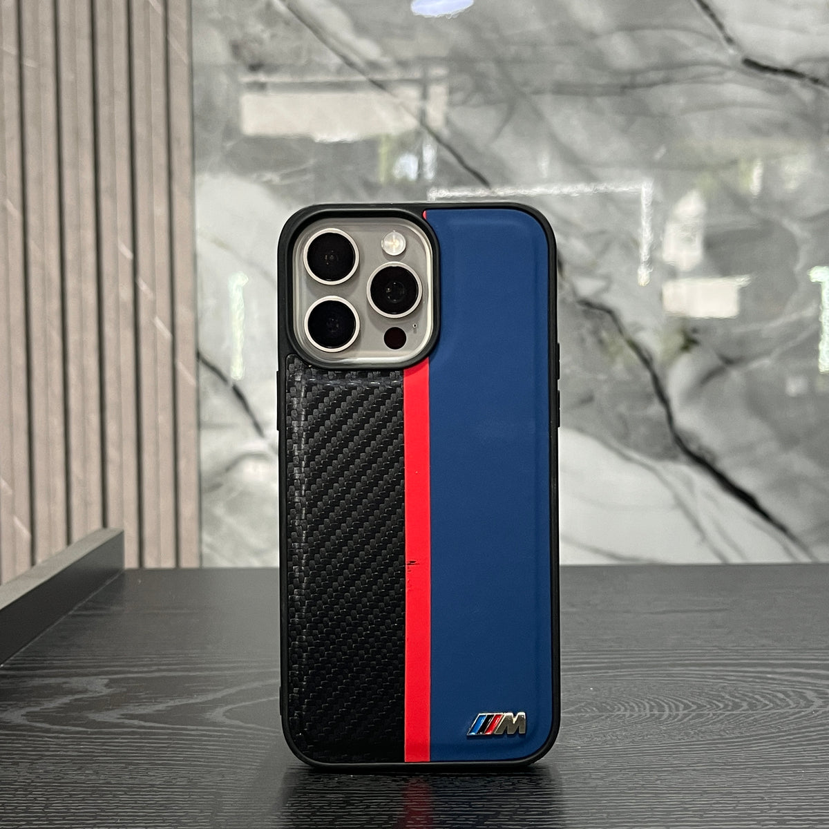 Case Carbón Linea Roja Con Azul