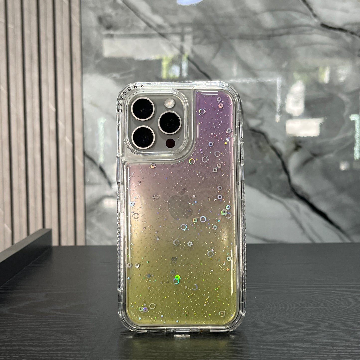 Case 360 Glitter Morado con Amarillo