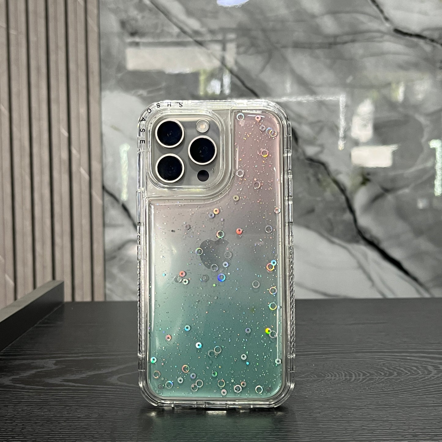 Case 360 Glitter Rosado con Azul