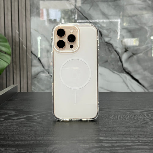 Case MagSafe Blanco Borde Transparente