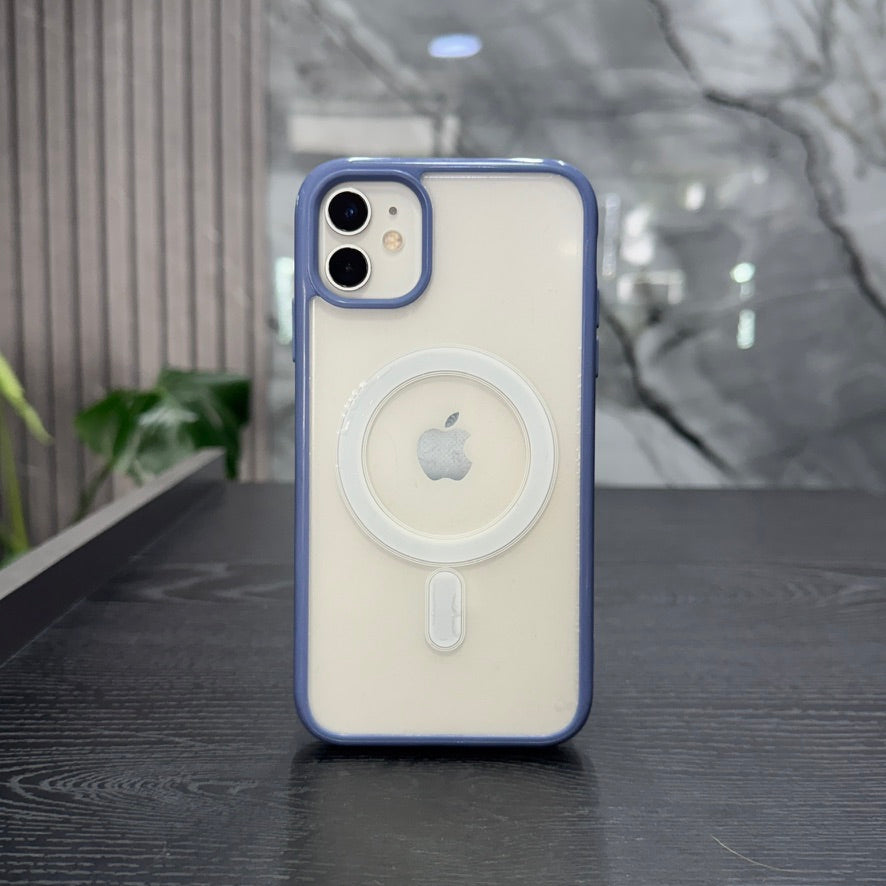 Case MagSafe Borde Azul Cir Blanco