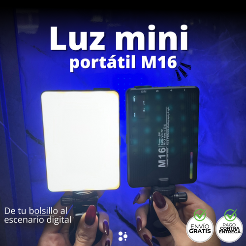 Luz Mini Portátil M16 — De tu bolsillo al escenario digital 💡📱🌐