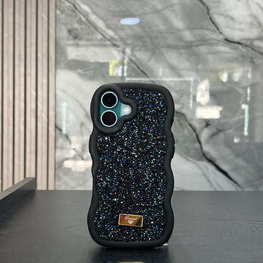 Case Ondas Diamond Negro Pepitas Azules