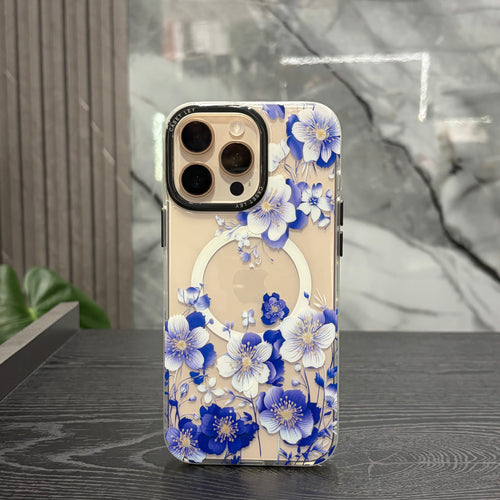 Case MagSafe Flowers Clemátide Azul