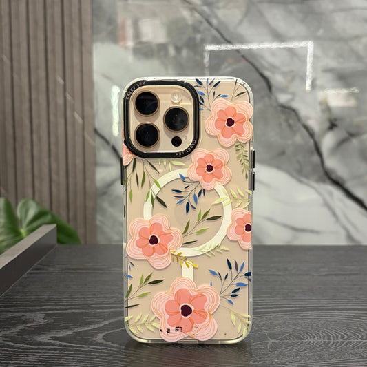 Case MagSafe Flowers Rosa Ramas Verde