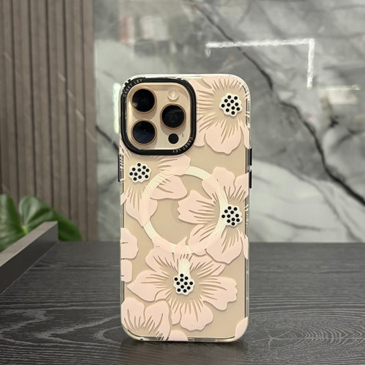 Case MagSafe Flowers Rosado Puntos Negros