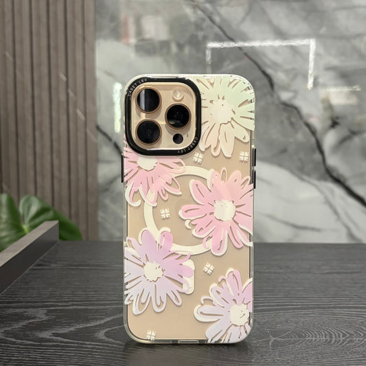 Case MagSafe Flowers Margaritas Tono Rosa
