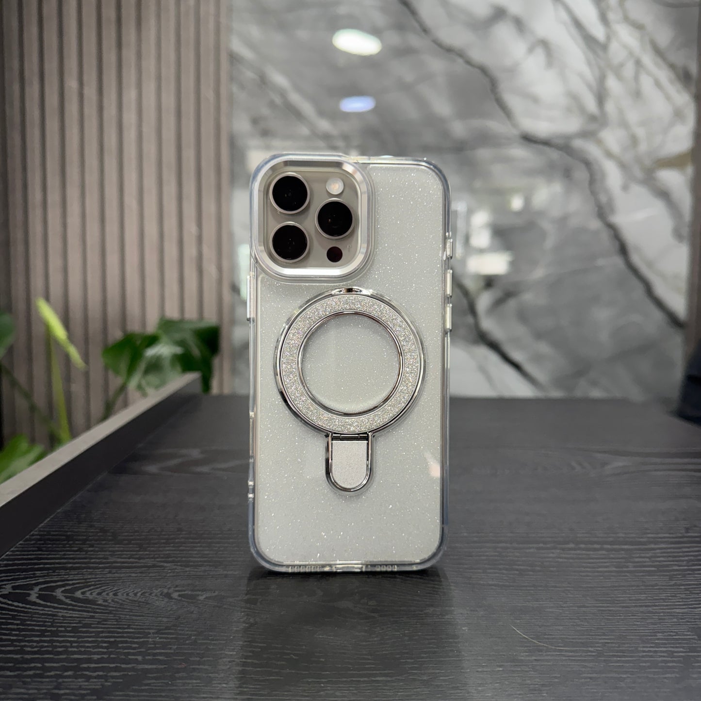 Case Brillo MagSafe Soporte Blanco