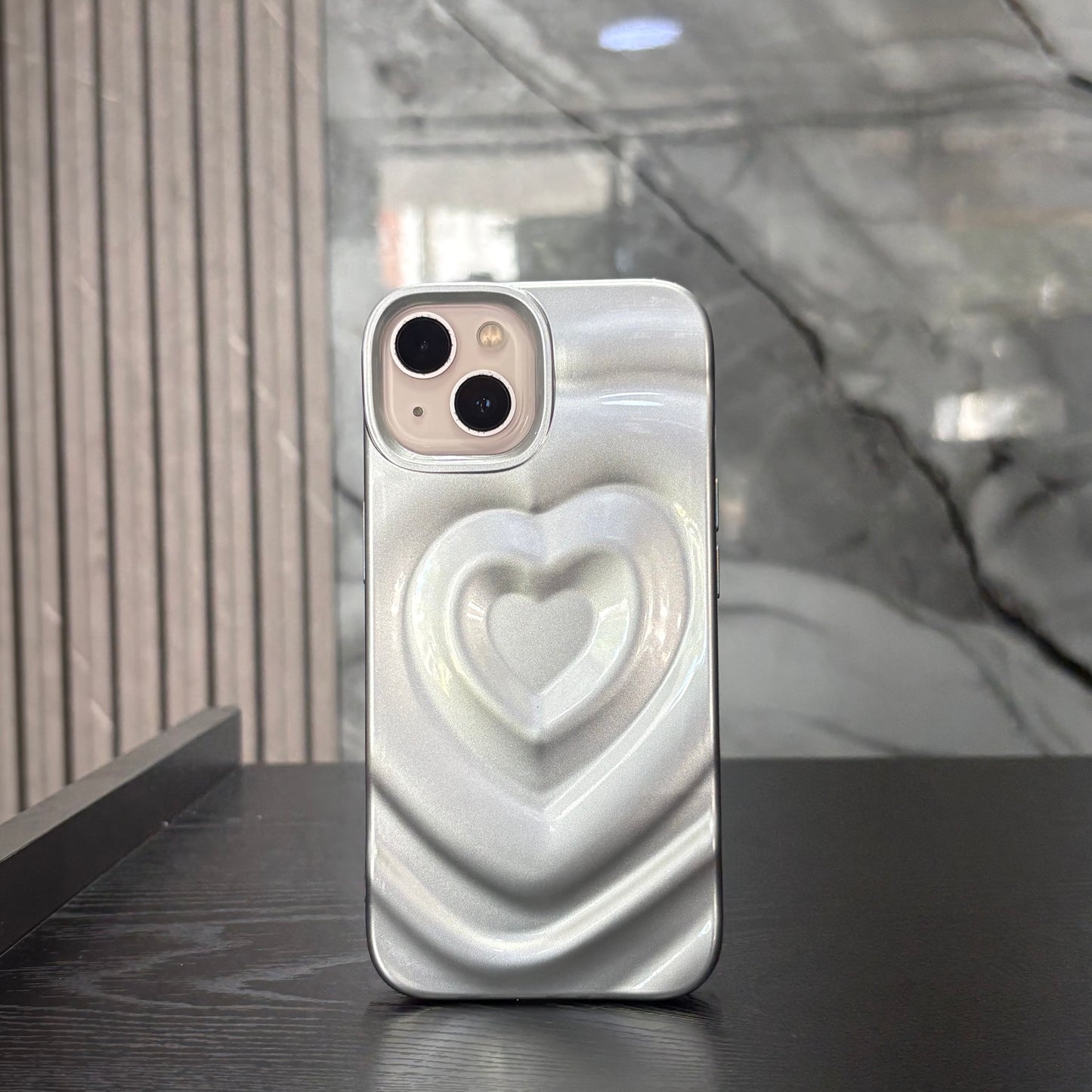 Case Corazon Plateado Relieve