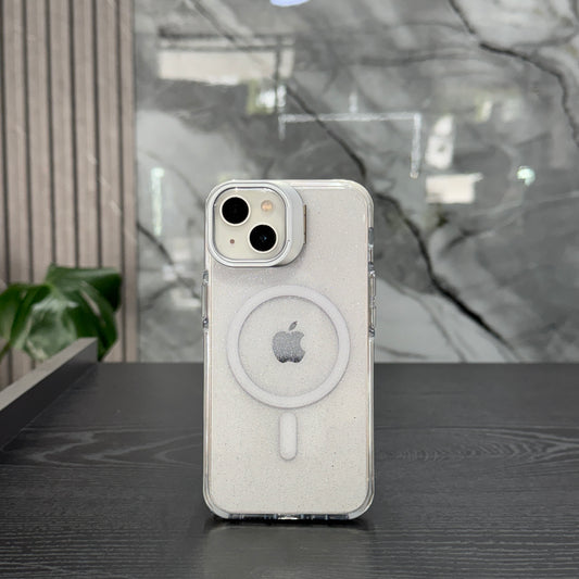 Case MagSafe Glitter Soporte Plateado