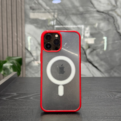 Case MagSafe Borde Rojo Cir Blanco