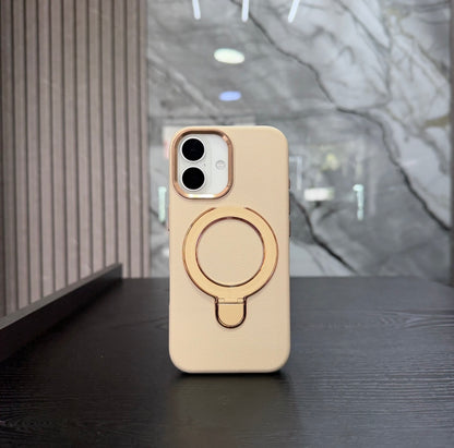 Case Cuero Beige MagSafe Soporte