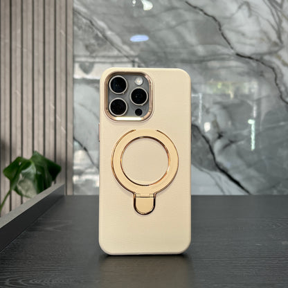 Case Cuero Beige MagSafe Soporte