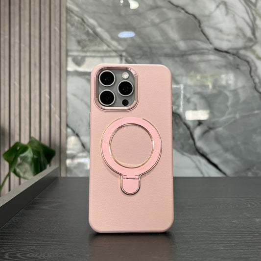 Case Cuero Rosado MagSafe Soporte