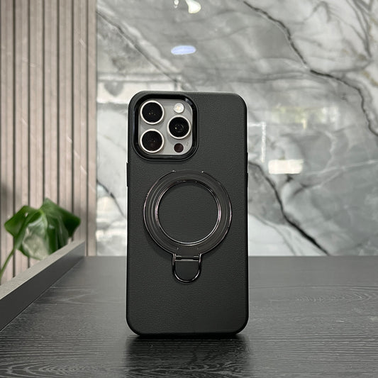 Case Cuero Negro MagSafe Soporte