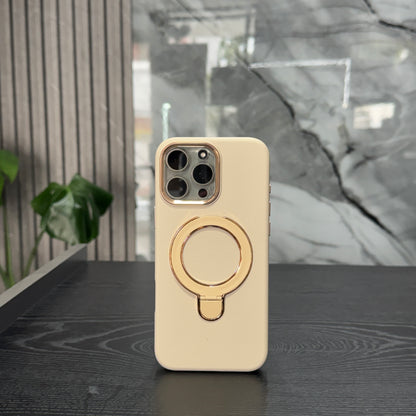Case Cuero Beige MagSafe Soporte