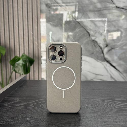 Case Cuero MagSafe Gris