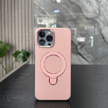 Case Cuero Rosado MagSafe Soporte