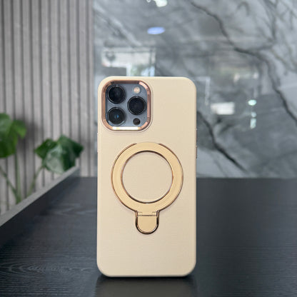 Case Cuero Beige MagSafe Soporte