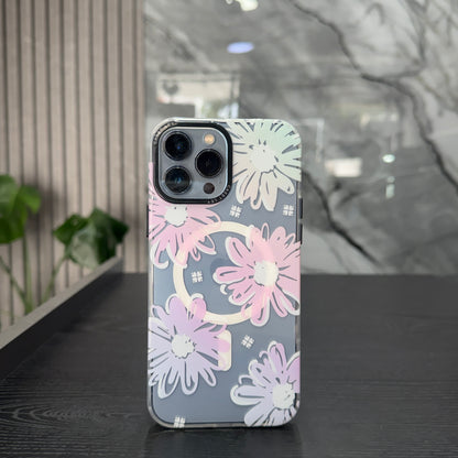Case MagSafe Flowers Margaritas Tono Rosa