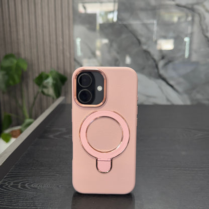 Case Cuero Rosado MagSafe Soporte