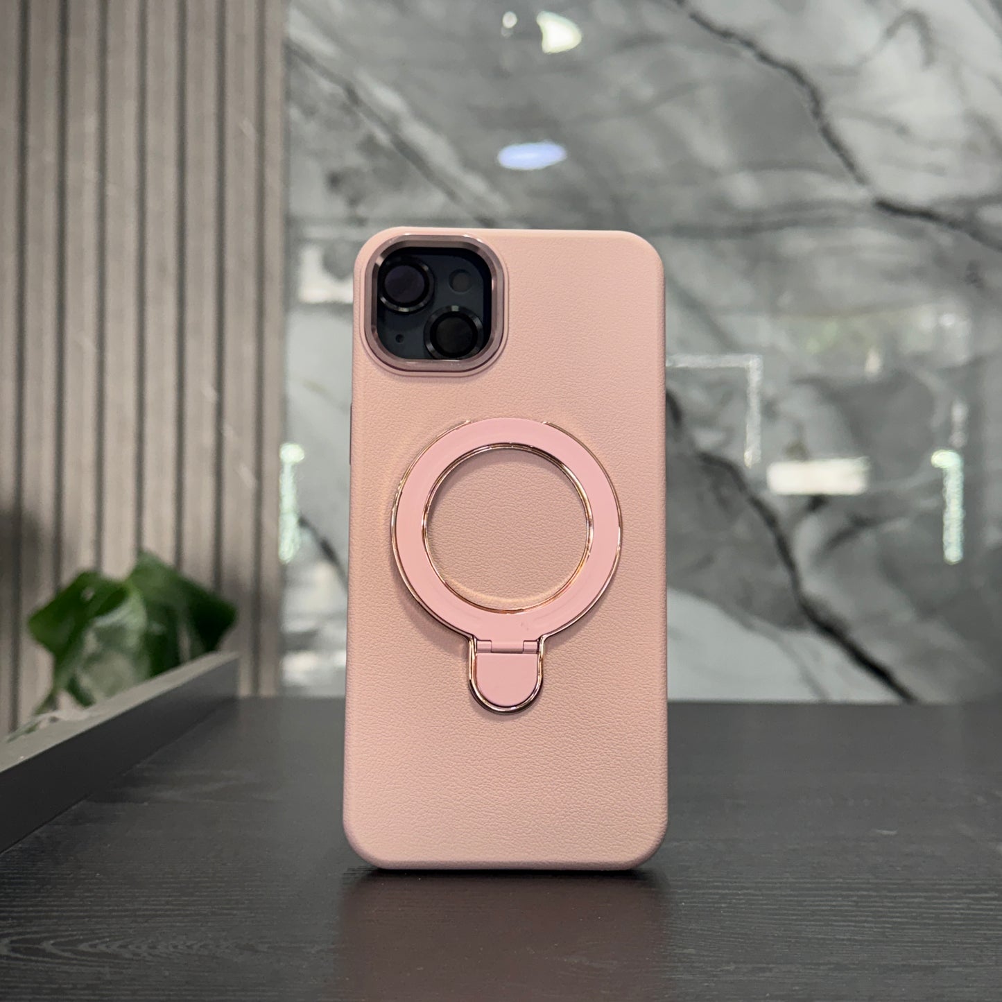 Case Cuero Rosado MagSafe Soporte