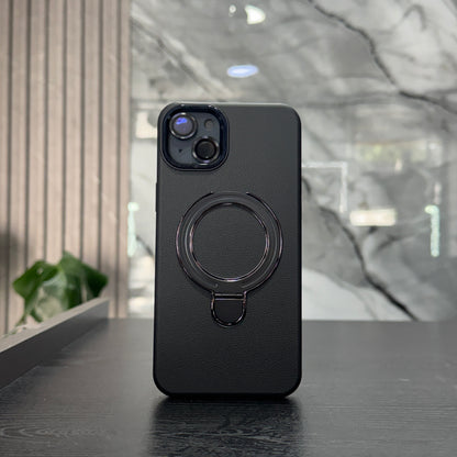 Case Cuero Negro MagSafe Soporte