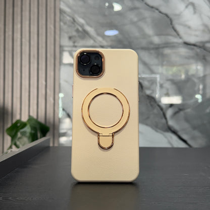 Case Cuero Beige MagSafe Soporte