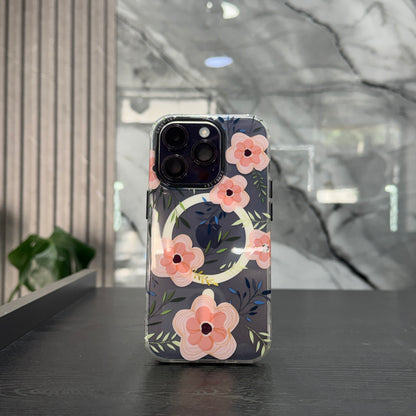 Case MagSafe Flowers Rosa Ramas Verde