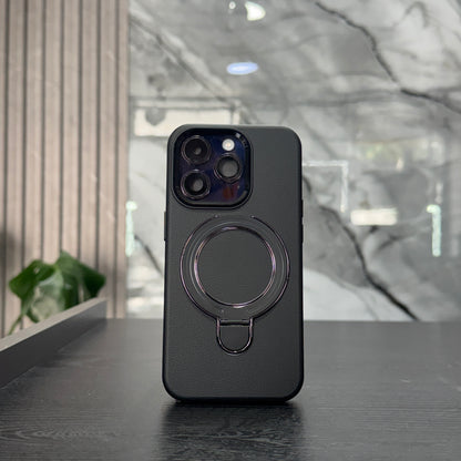 Case Cuero Negro MagSafe Soporte