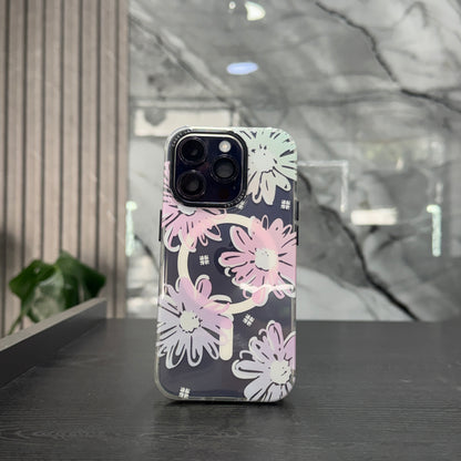 Case MagSafe Flowers Margaritas Tono Rosa