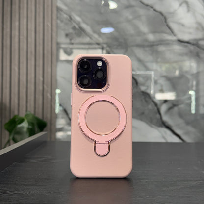 Case Cuero Rosado MagSafe Soporte