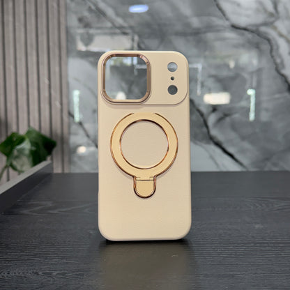 Case Cuero Beige MagSafe Soporte