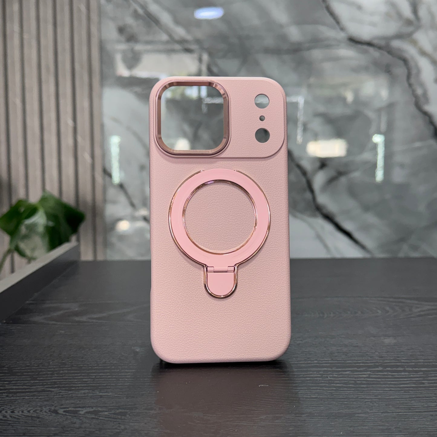 Case Cuero Rosado MagSafe Soporte