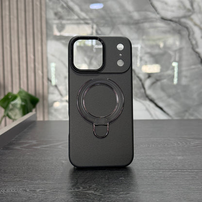 Case Cuero Negro MagSafe Soporte