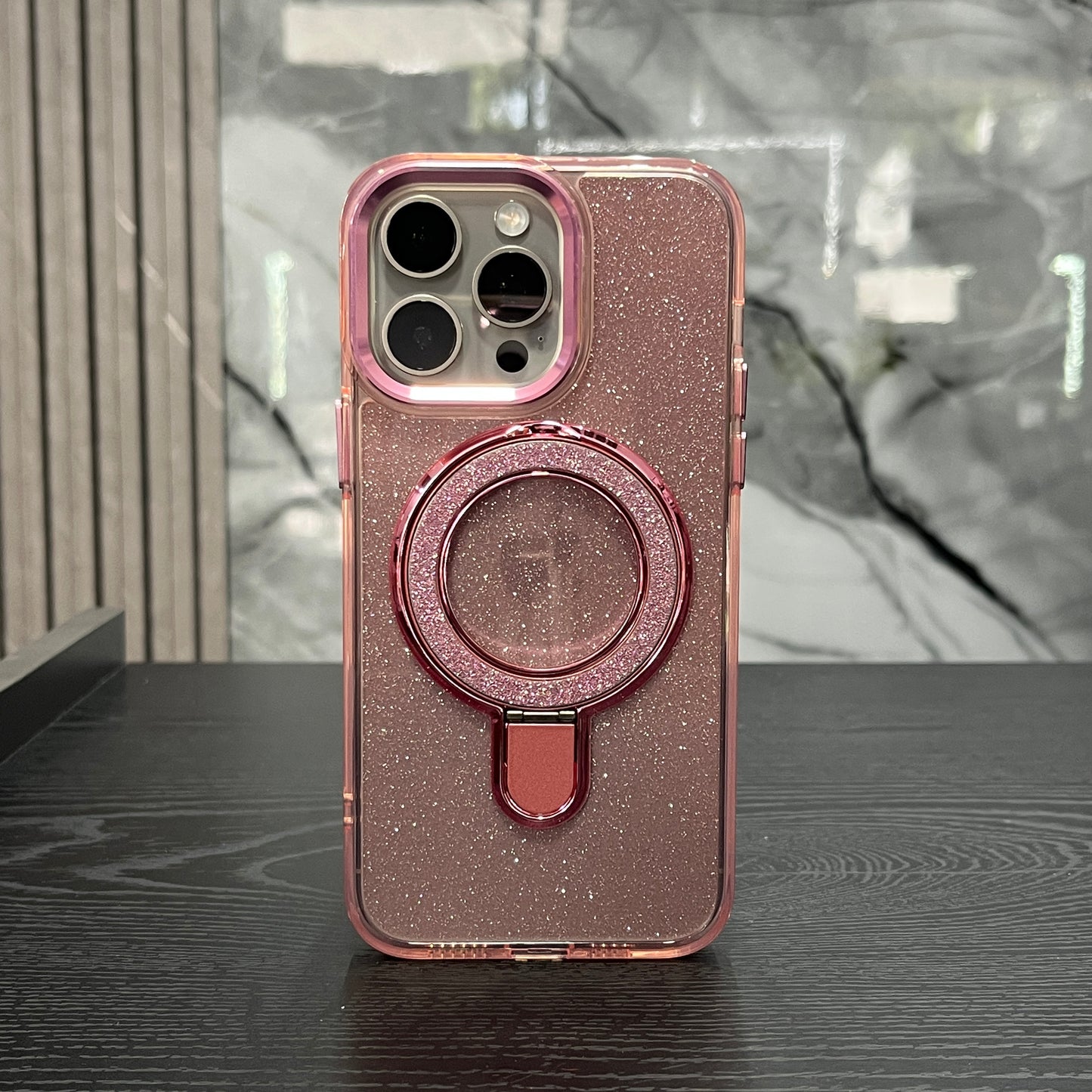 Case Brillo MagSafe Soporte Rosa