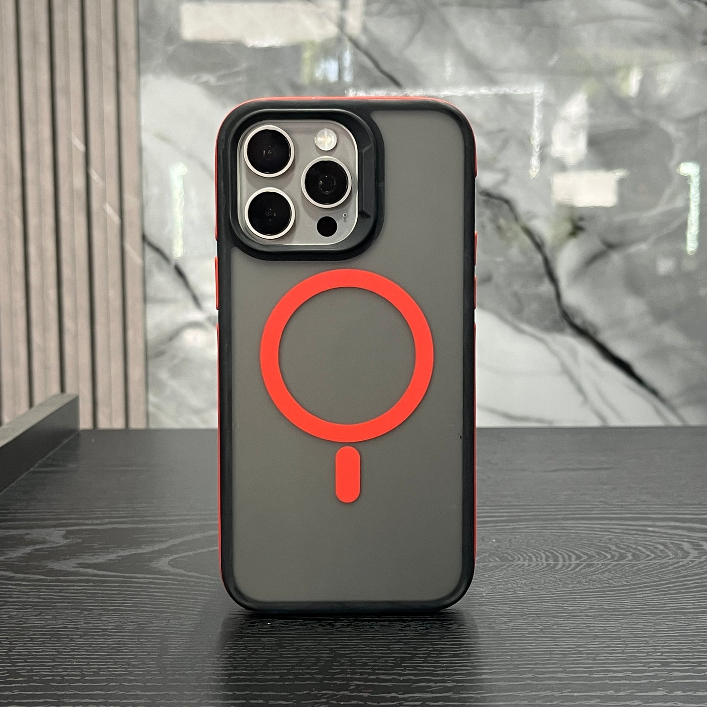 Case MagSafe Negro Mate Circ Rojo