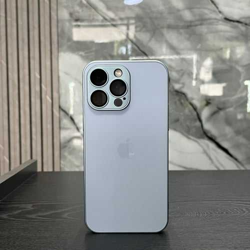 Case Lujo Vidrio Azul Claro